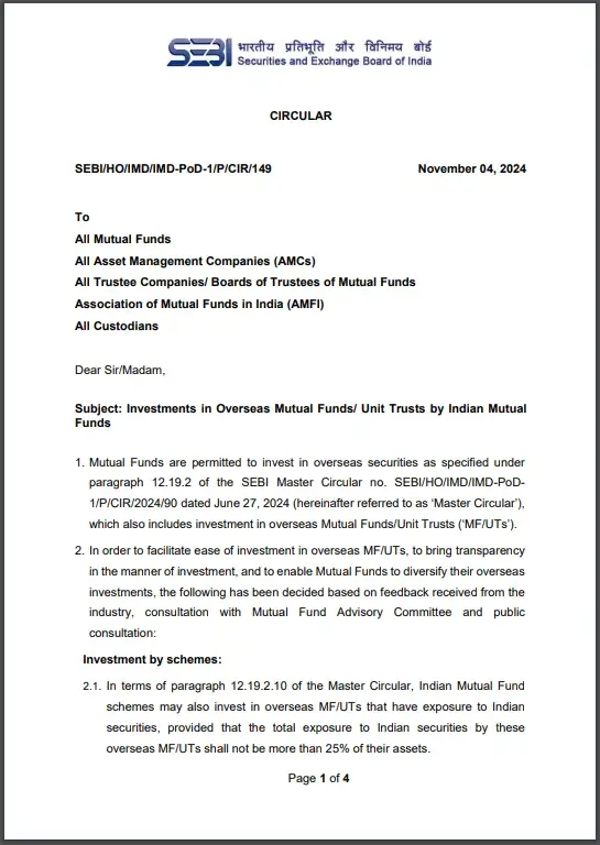 SEBI's Investments in Overseas Mutual Funds